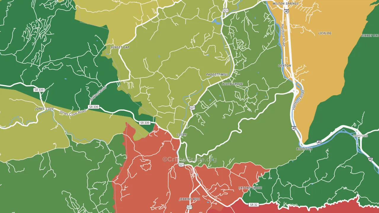 Cosby, TN Map of Assault Rates