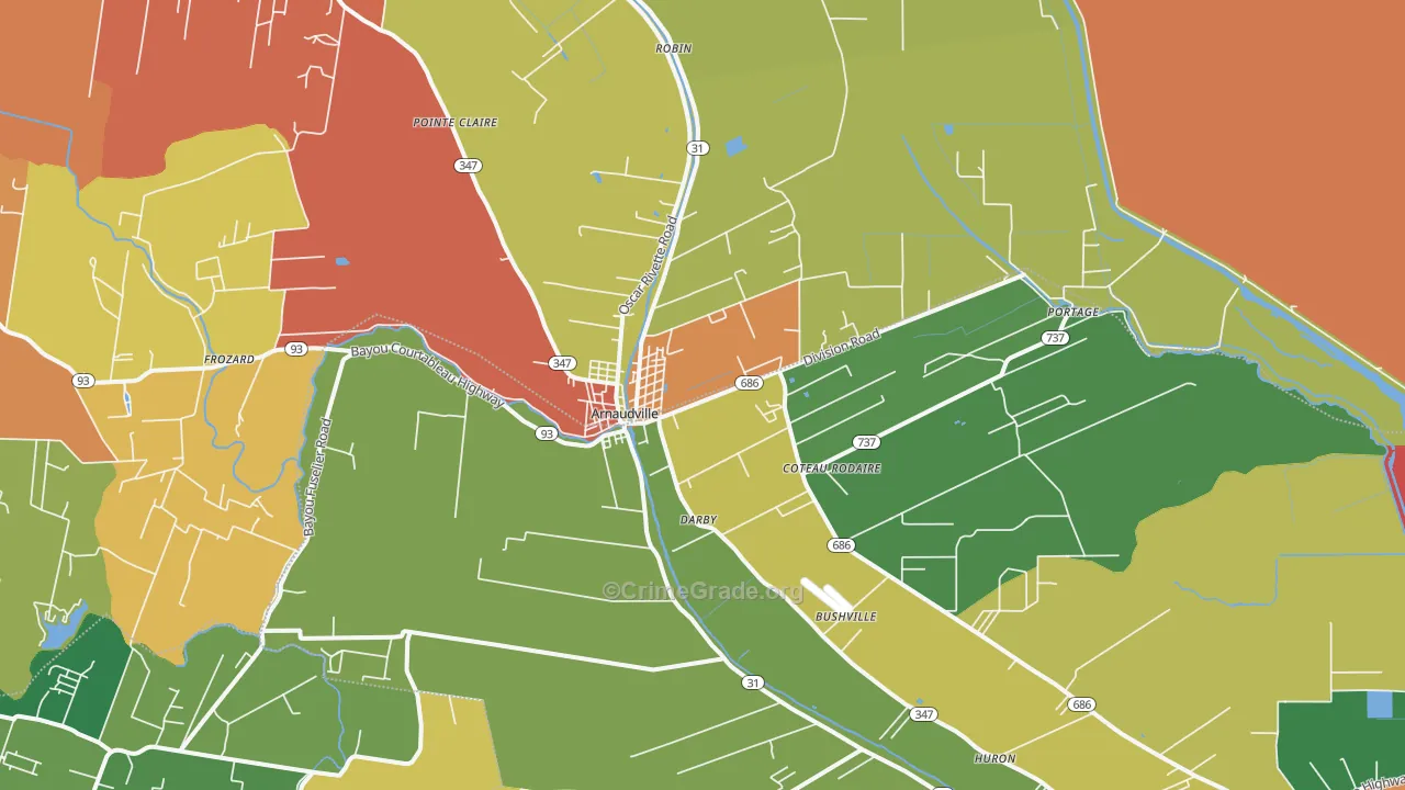 Coteau Rodaire, LA Map of Assault Rates