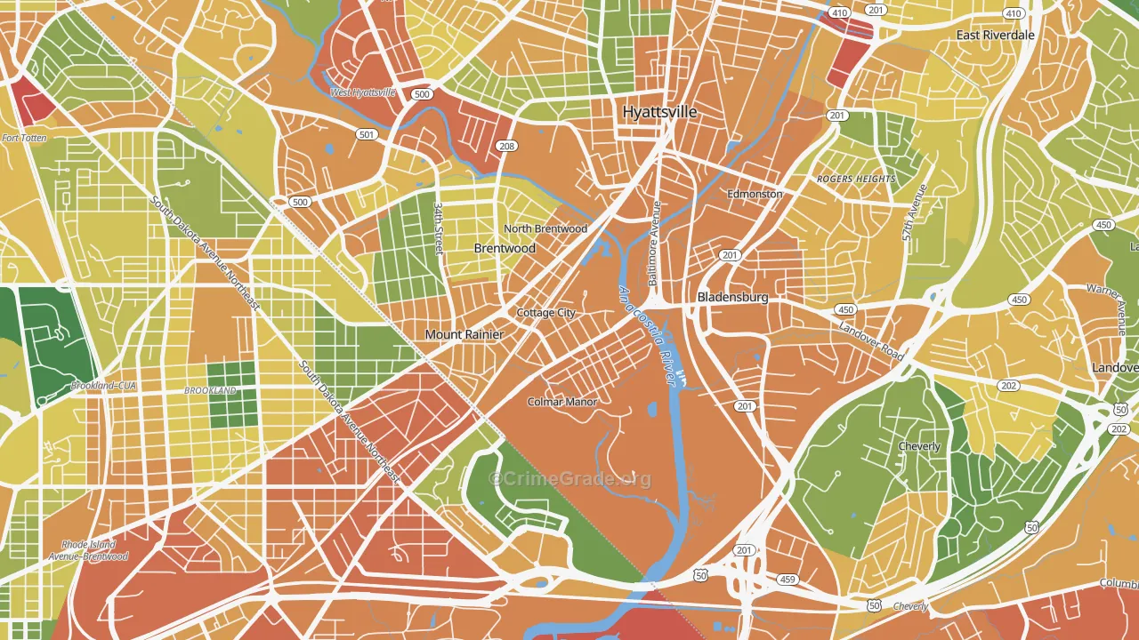 Cottage City, MD Map of Assault Rates