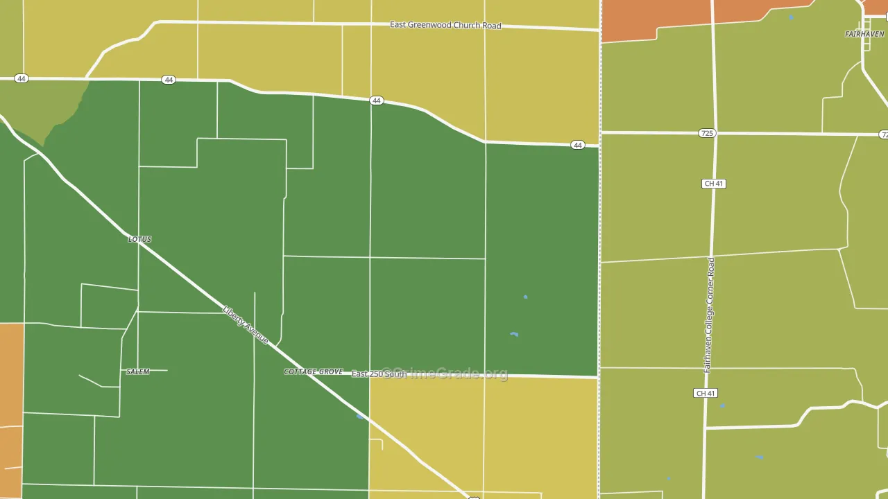 Cottage Grove, IN Map of Assault Rates