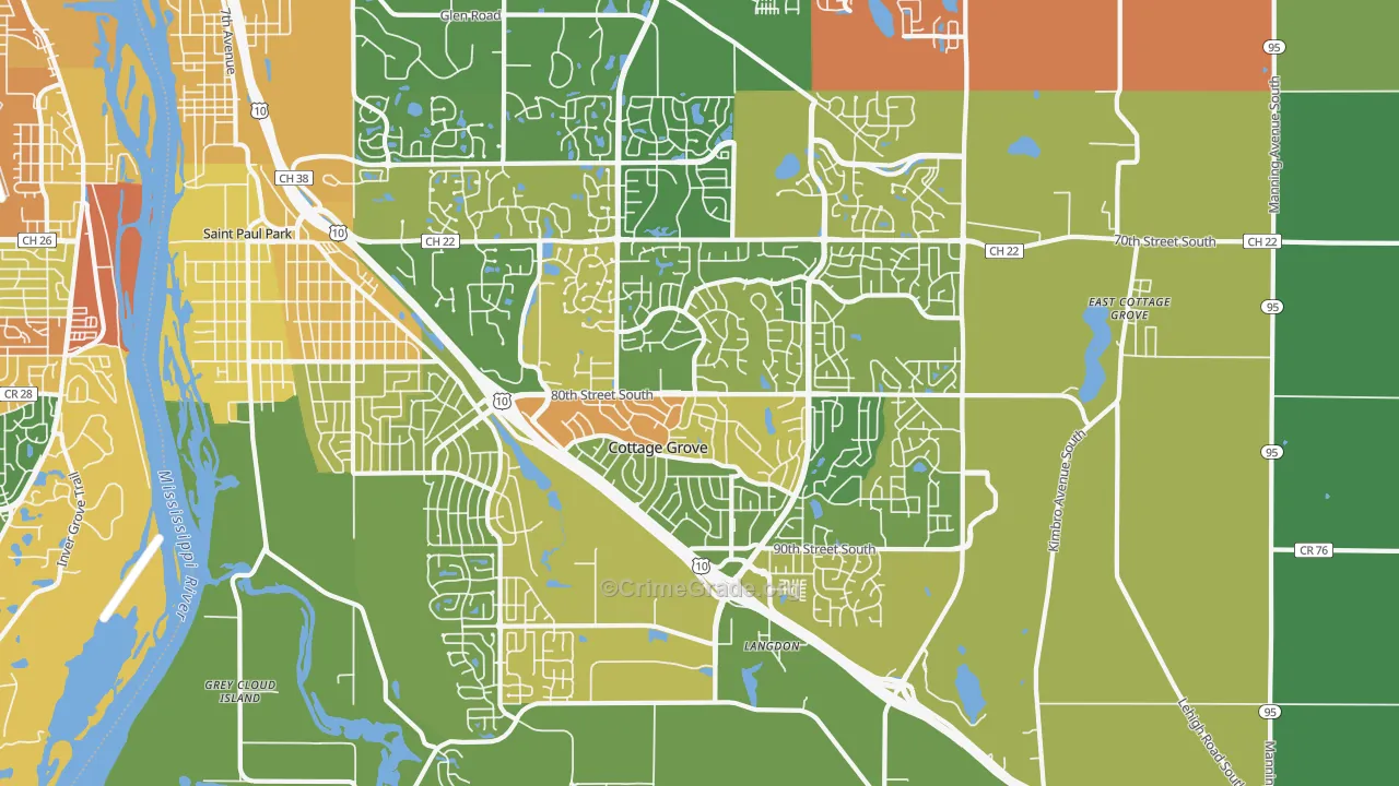 Cottage Grove, MN Map of Assault Rates