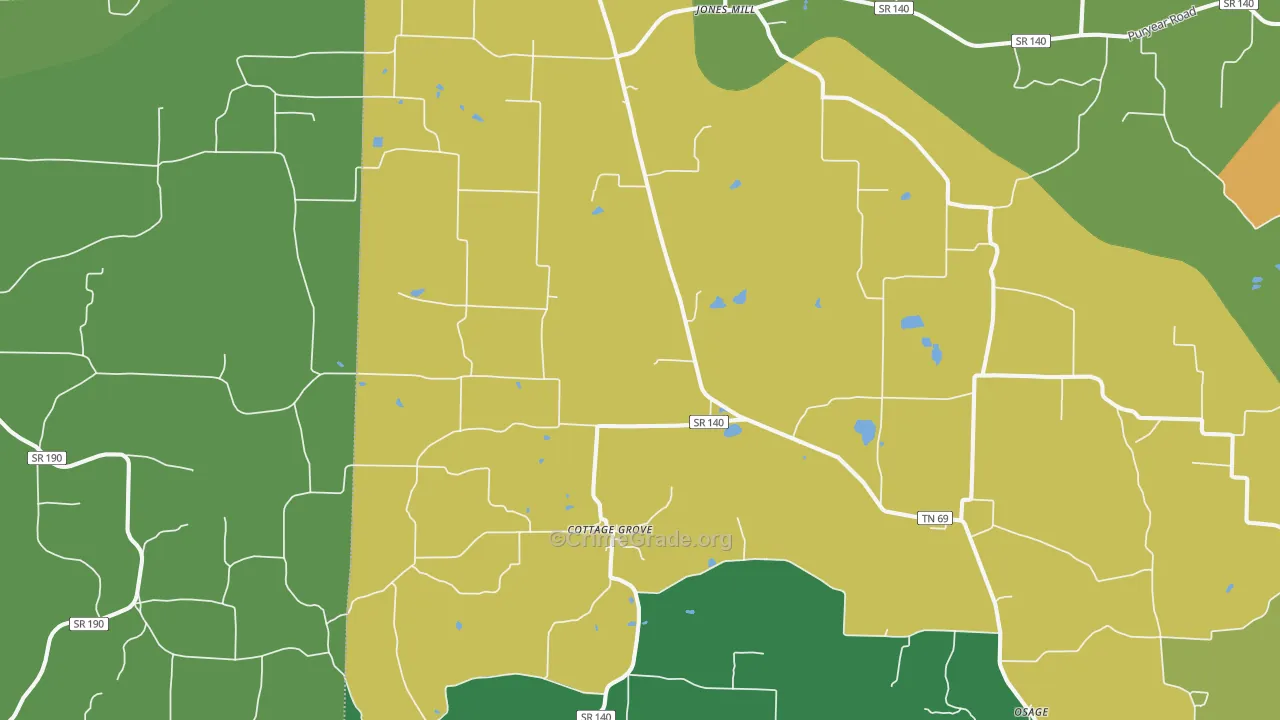 Cottage Grove, TN Map of Assault Rates