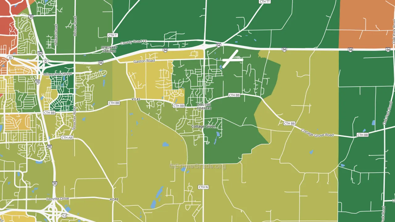 Cottage Grove, WI Map of Assault Rates