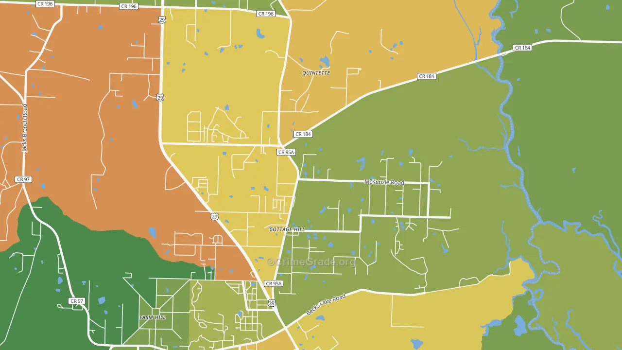 Cottage Hill, FL Map of Assault Rates