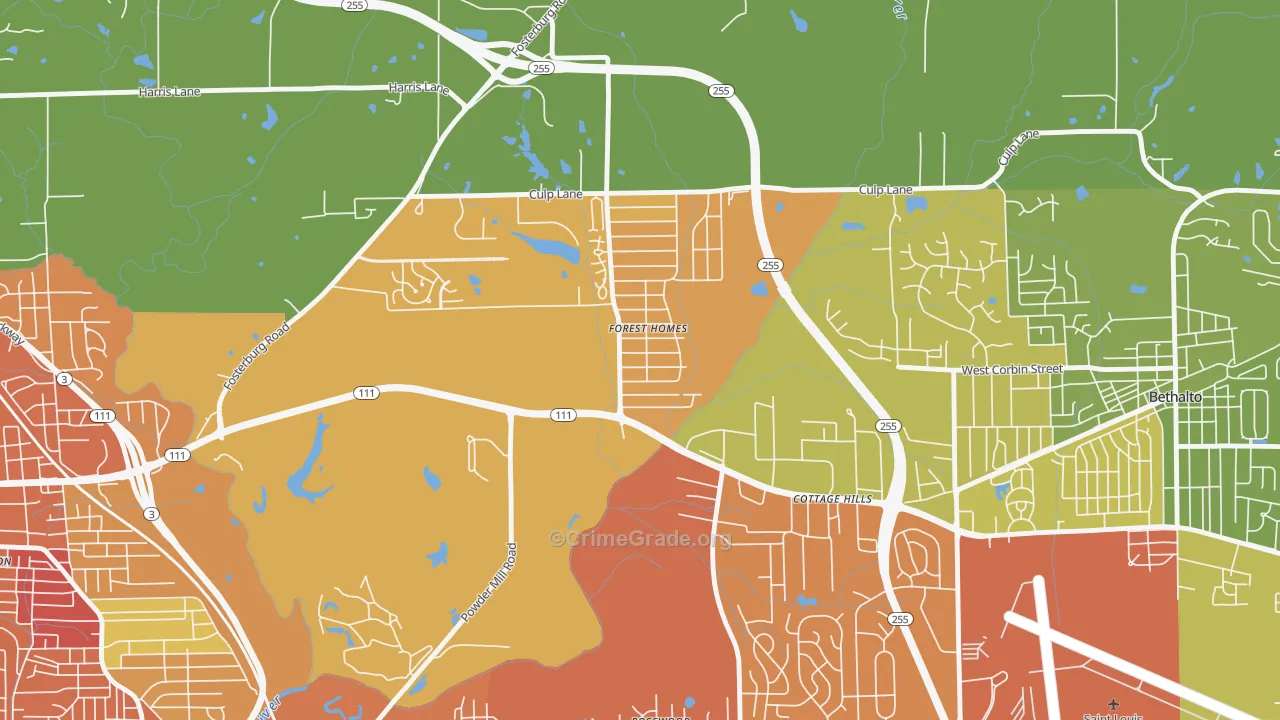 Cottage Hills, IL Map of Assault Rates