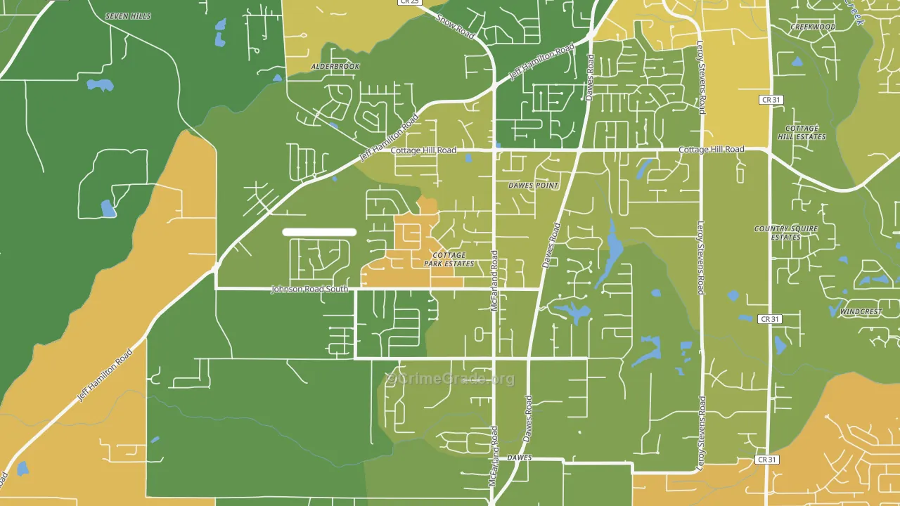 Cottage Park, Mobile, AL Map of Assault Rates