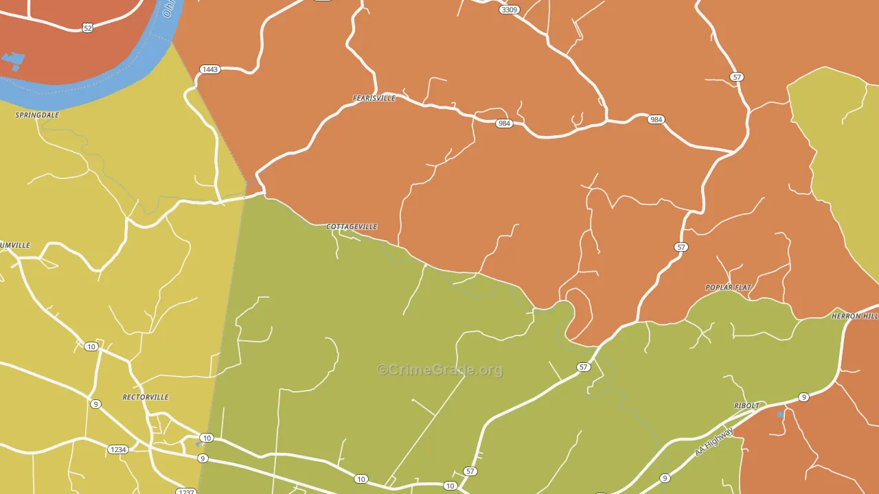 Cottageville, KY Map of Assault Rates