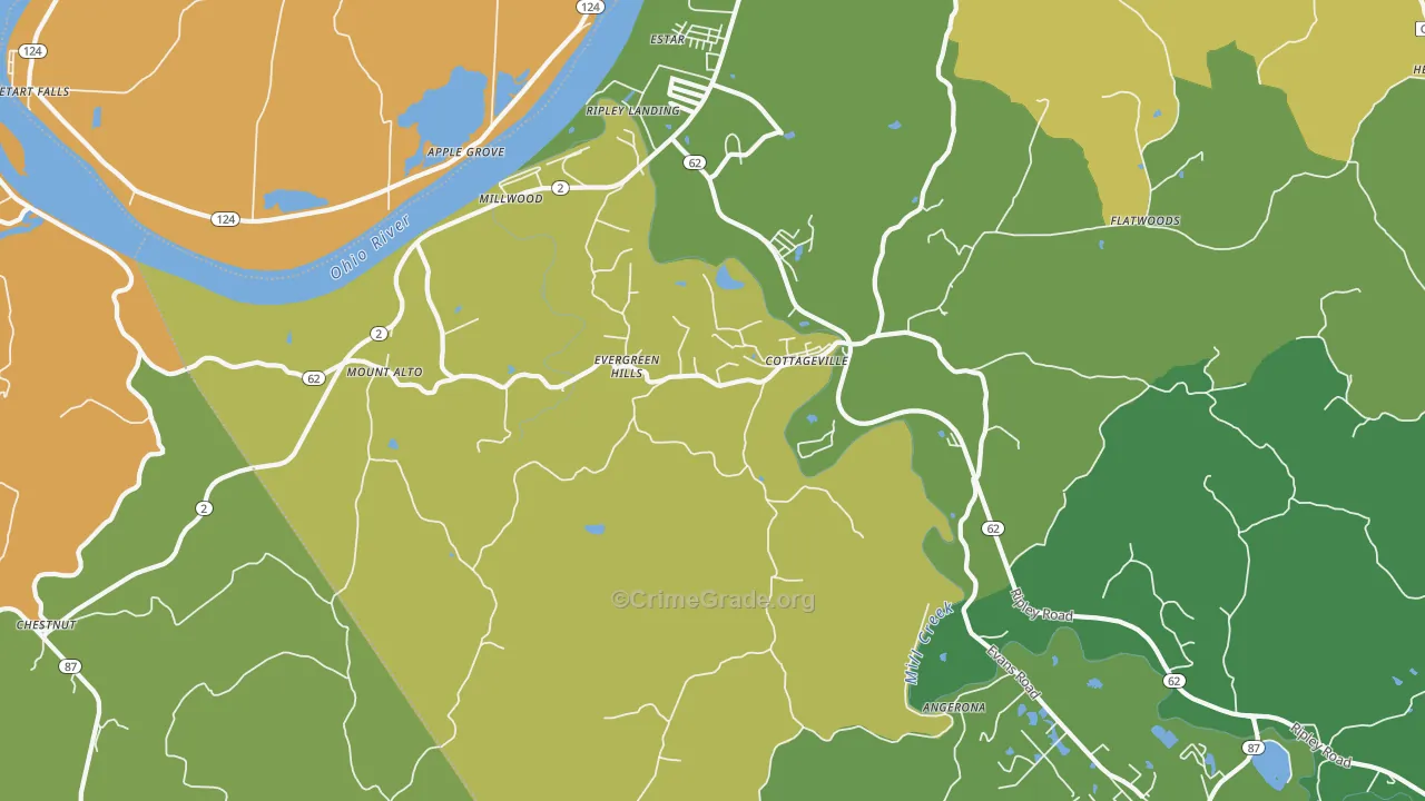 Cottageville, WV Map of Assault Rates