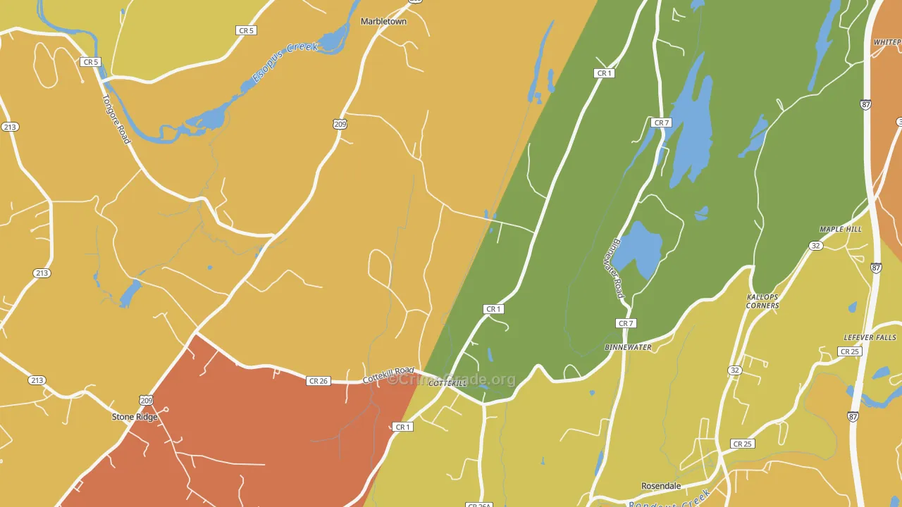 Cottekill, NY Map of Assault Rates