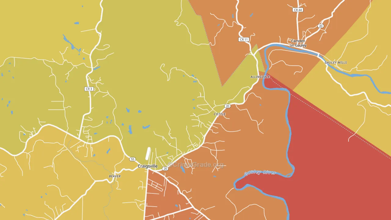 Cottle, WV Map of Assault Rates