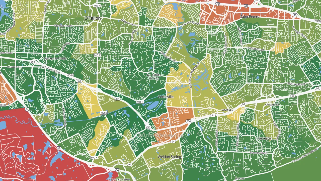 Cottleville, MO Map of Assault Rates