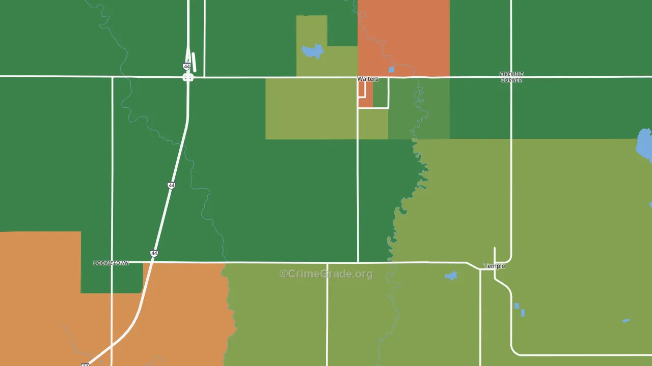 Cotton County, OK Map of Assault Rates