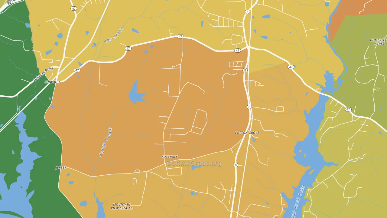 Cotton Grove, NC Map of Assault Rates