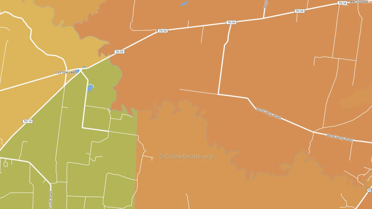 Cotton Lake, TN Map of Assault Rates