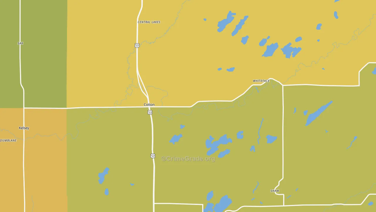 Cotton, MN Map of Assault Rates