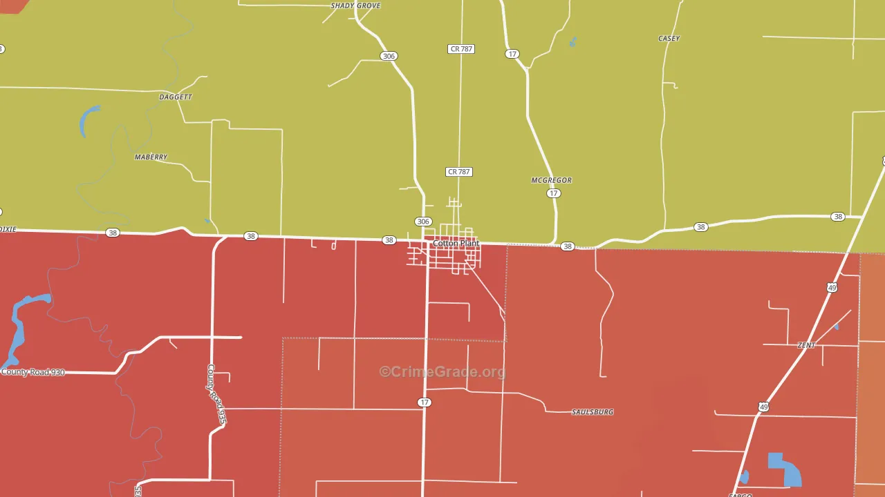 Cotton Plant, AR Map of Assault Rates