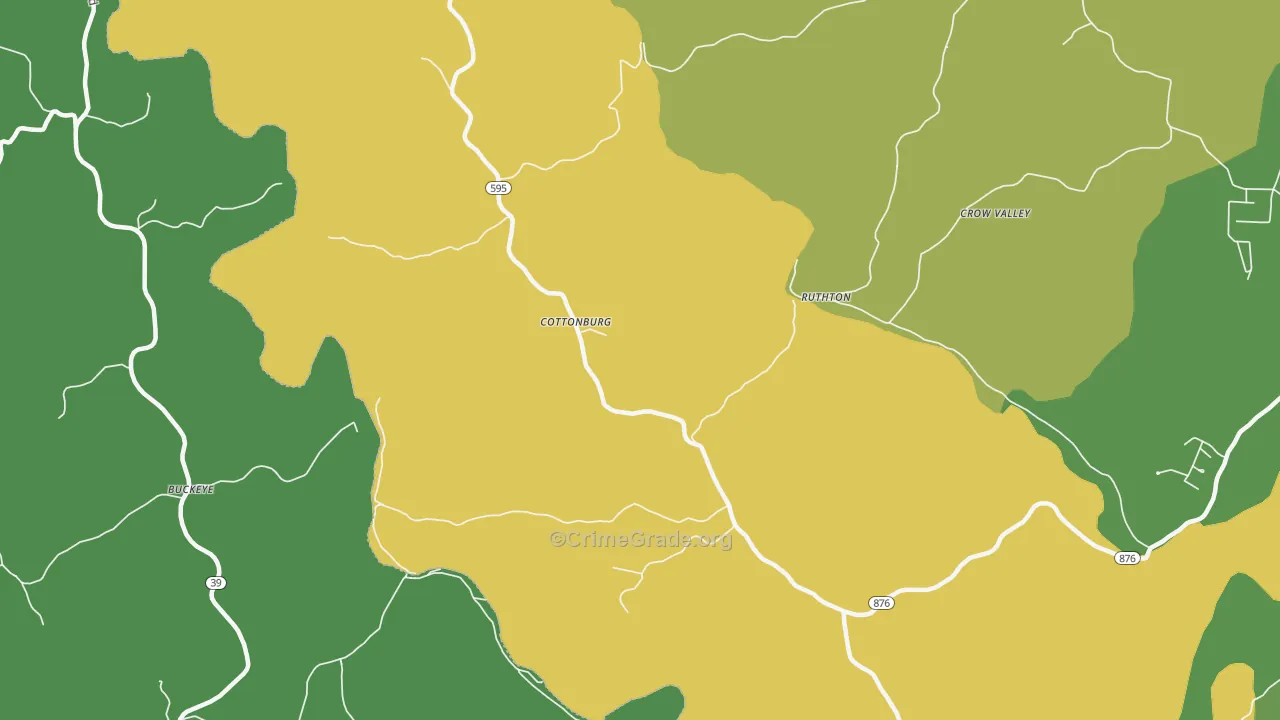 Cottonburg, KY Map of Assault Rates