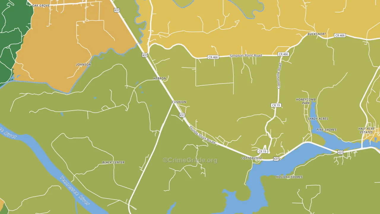 Cottonville, AL Map of Assault Rates