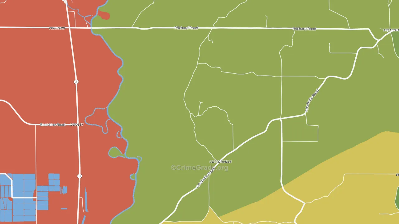 Cottonville, MS Map of Assault Rates