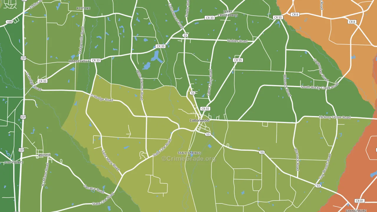 Cottonwood, AL Map of Assault Rates