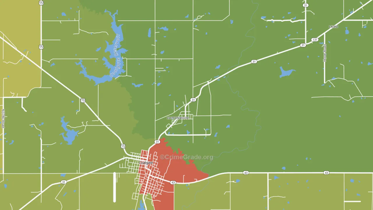 Cottonwood, OK Map of Assault Rates