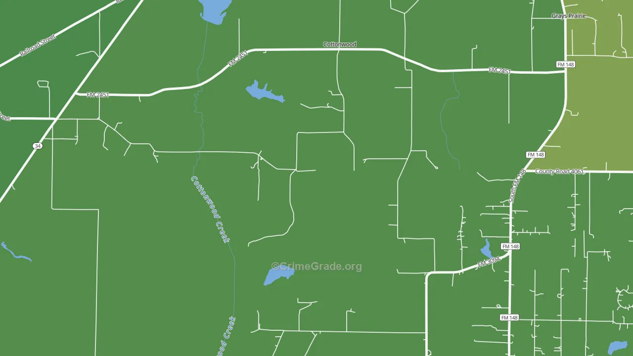 Cottonwood, TX Map of Assault Rates
