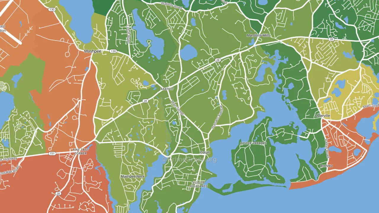 Cotuit, MA Map of Assault Rates