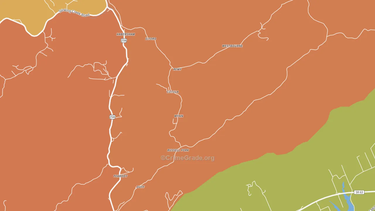 Cotula, TN Map of Assault Rates