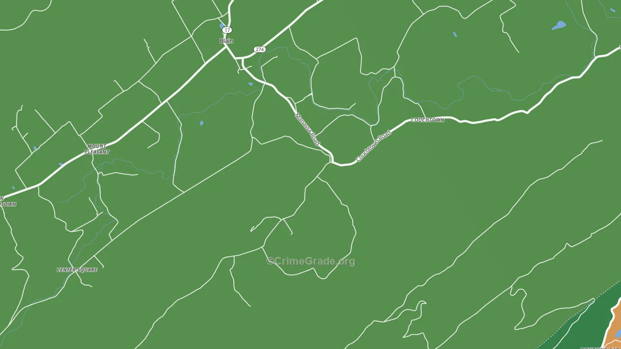 Couchtown, PA Map of Assault Rates