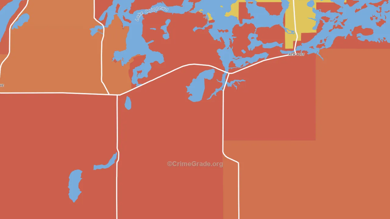 Couderay, WI Map of Assault Rates