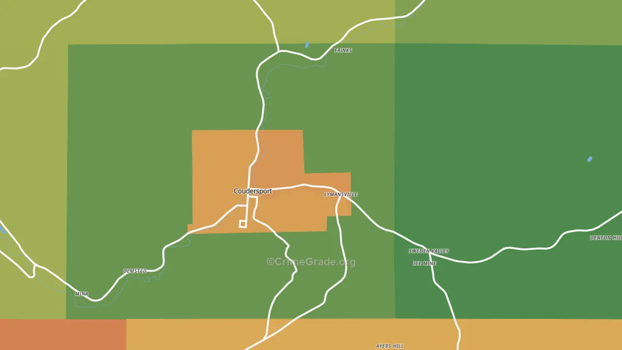 Coudersport, PA Map of Assault Rates