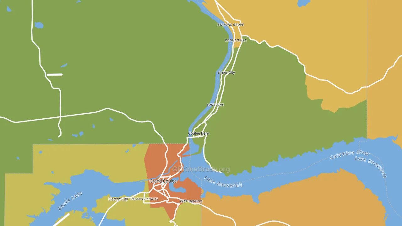 Coulee Dam, WA Map of Assault Rates