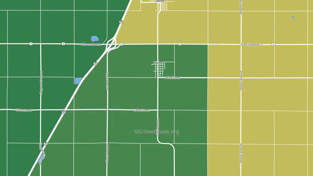 Coulter, IA Map of Assault Rates
