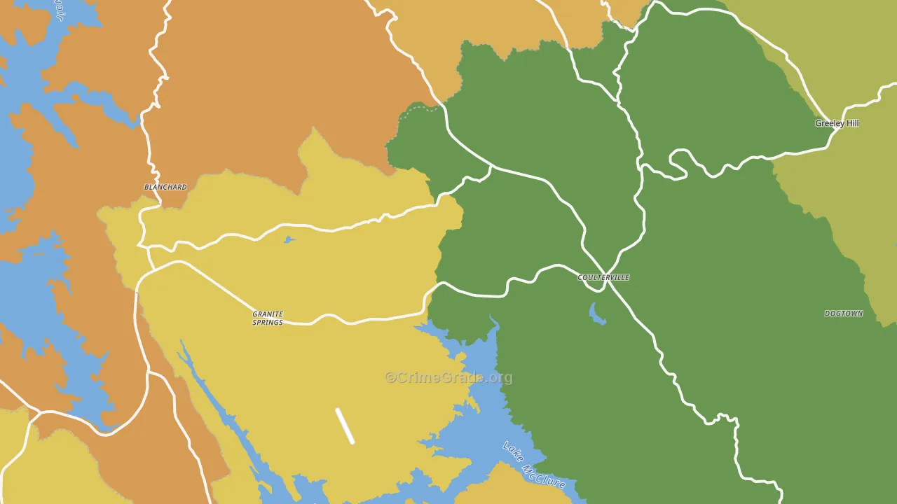 Coulterville, CA Map of Assault Rates