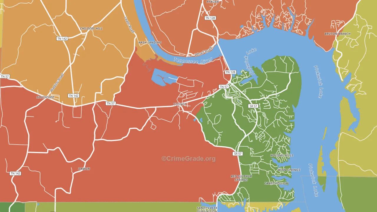 Counce, TN Map of Assault Rates