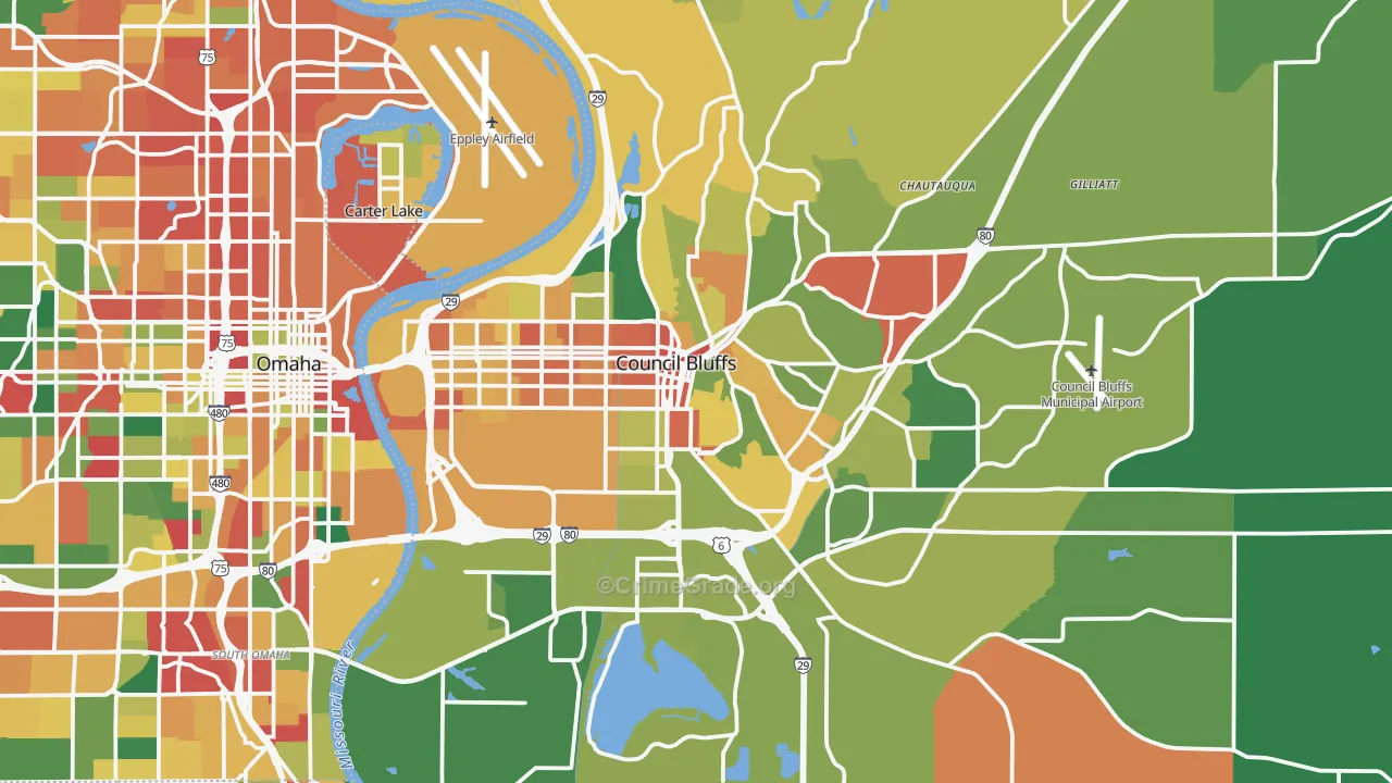 Council Bluffs, IA Map of Assault Rates