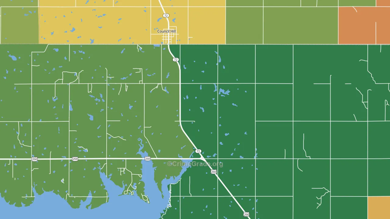 Council Hill, OK Map of Assault Rates