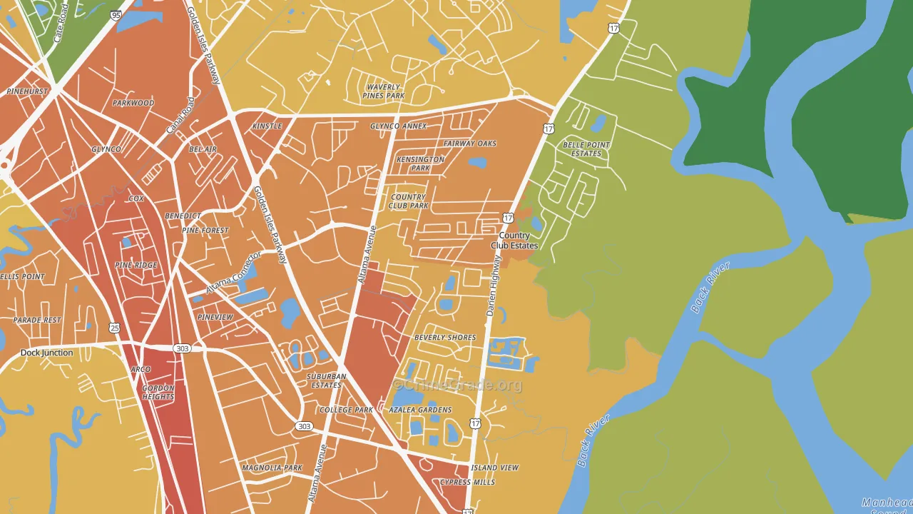Country Club Estates, GA Map of Assault Rates