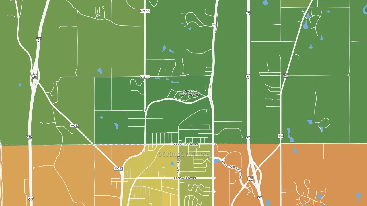 Country Club, MO Map of Assault Rates