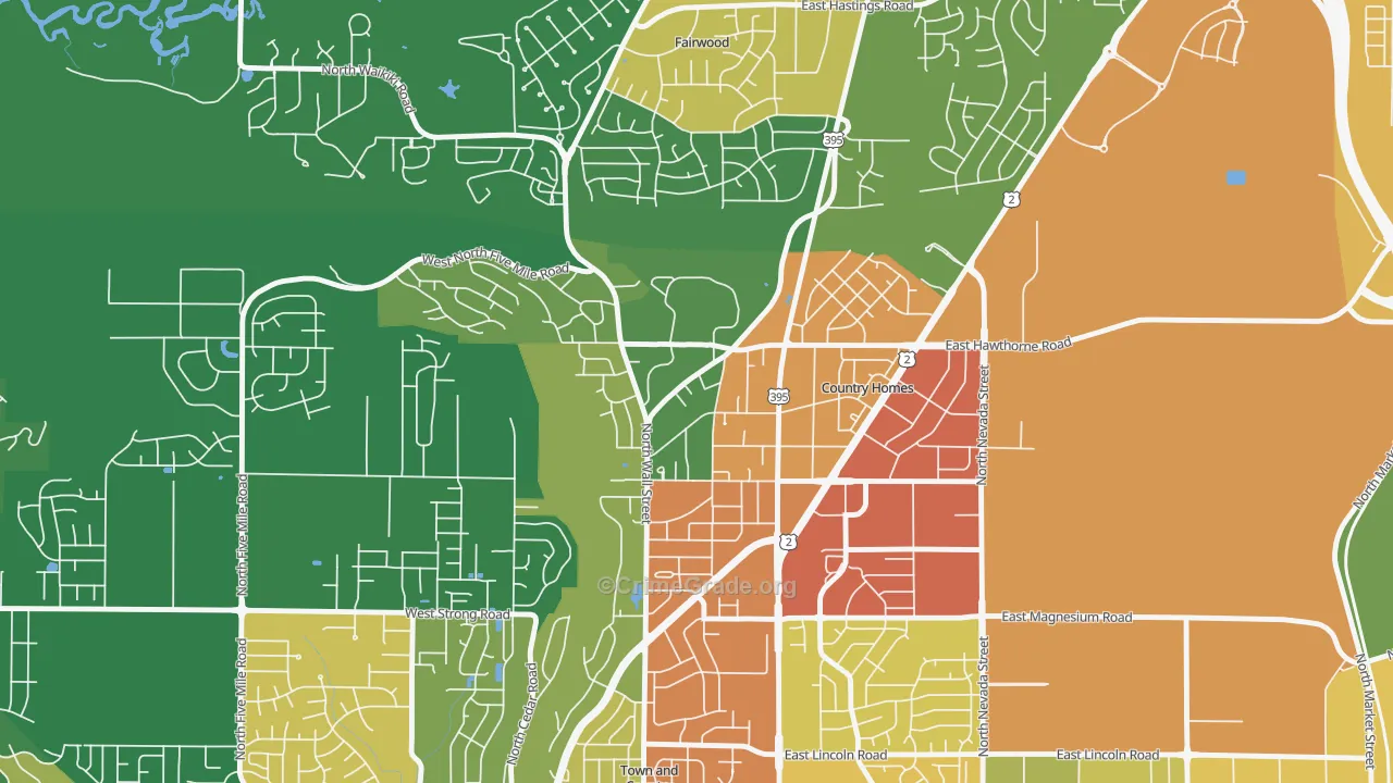 Country Homes, WA Map of Assault Rates
