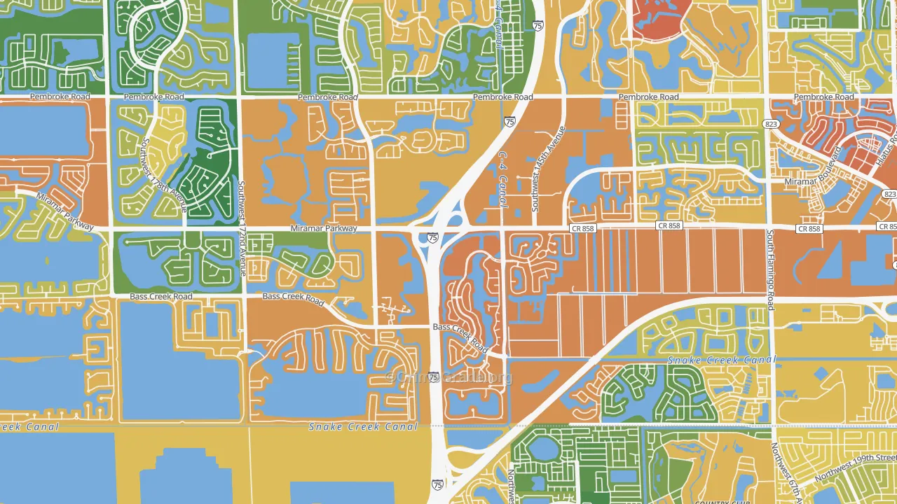 Country Lakes, Miramar, FL Map of Assault Rates