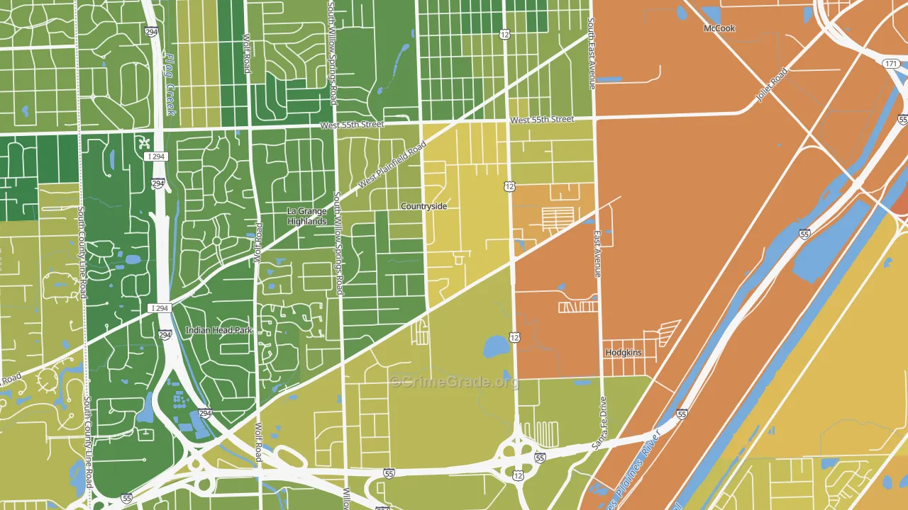 Countryside, IL Map of Assault Rates