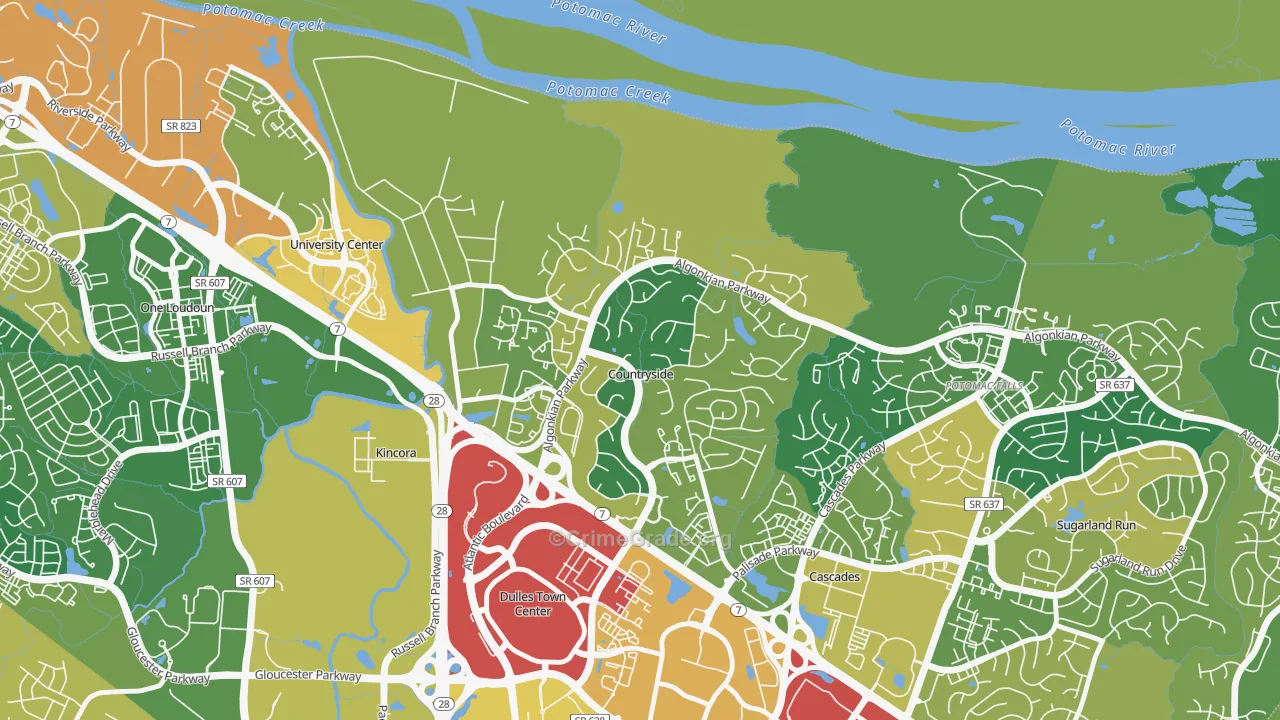 Countryside, VA Map of Assault Rates