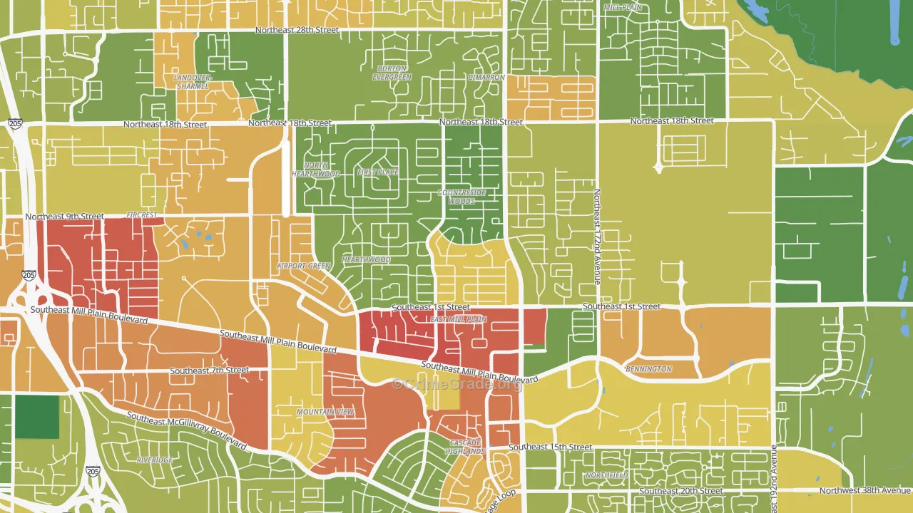 Countryside Woods, Vancouver, WA Map of Assault Rates