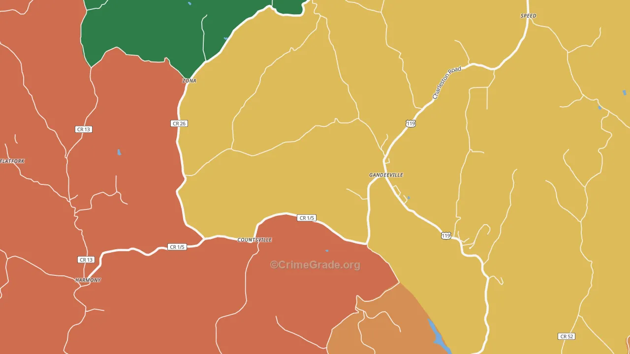 Countsville, WV Map of Assault Rates
