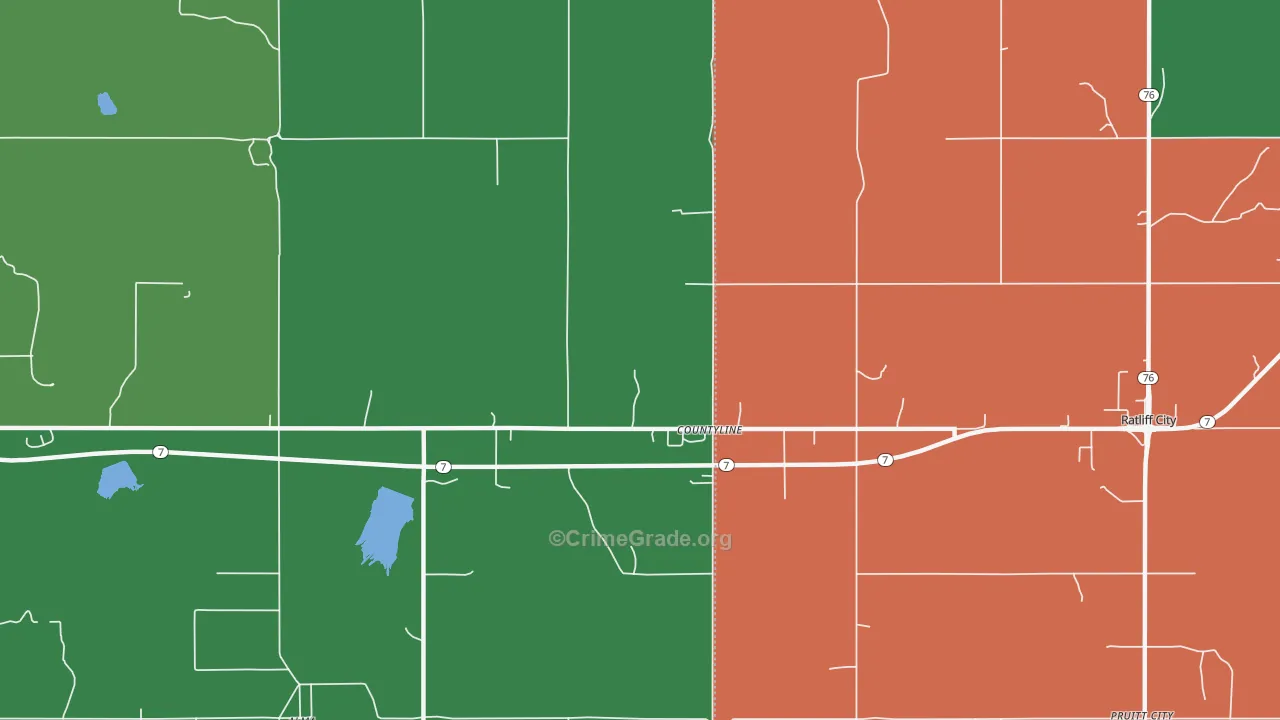 Countyline, OK Map of Assault Rates