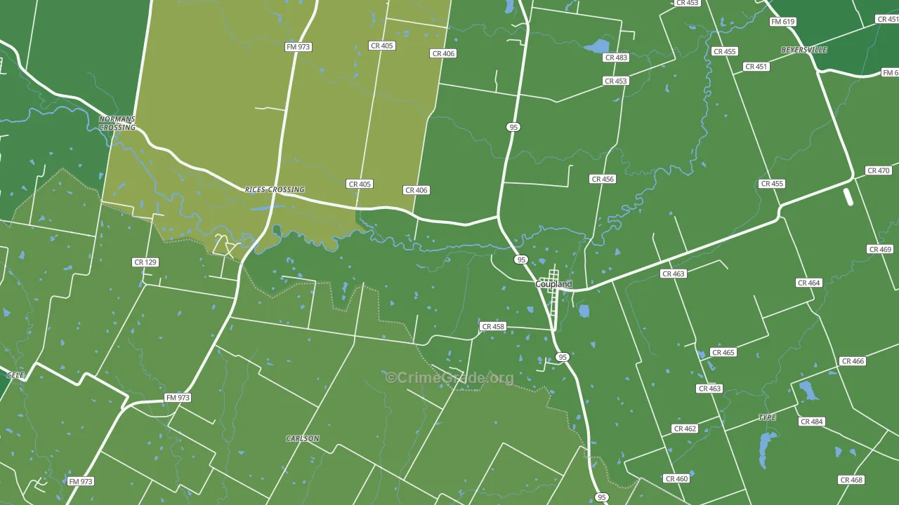 Coupland, TX Map of Assault Rates