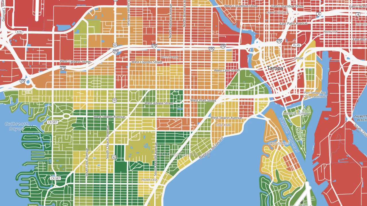 Courier City, Tampa, FL Map of Assault Rates