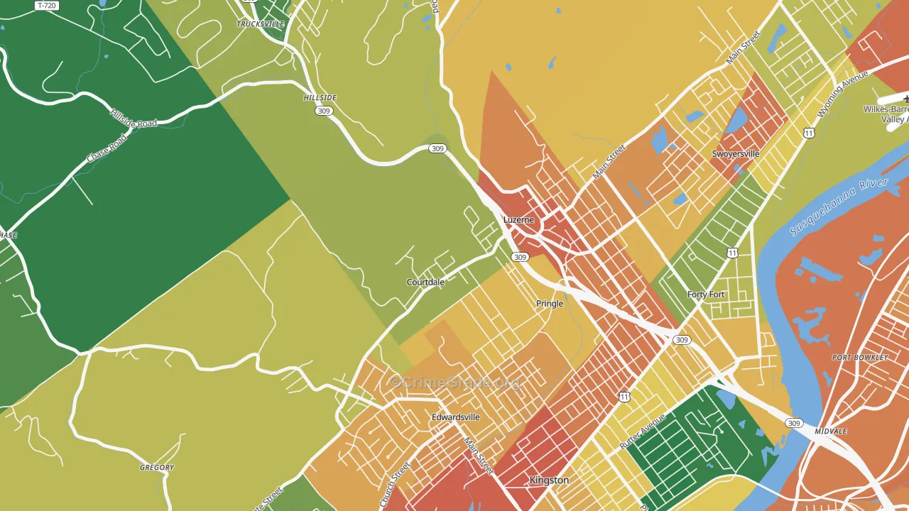 Courtdale, PA Map of Assault Rates