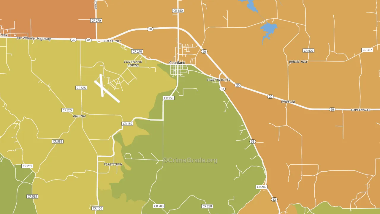 Courtland, AL Map of Assault Rates